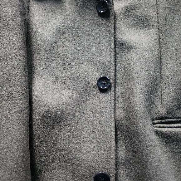 Men's Olive Green Single-Breasted Overcoat - Picture 5 of 7